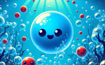 A blue bubble smiling